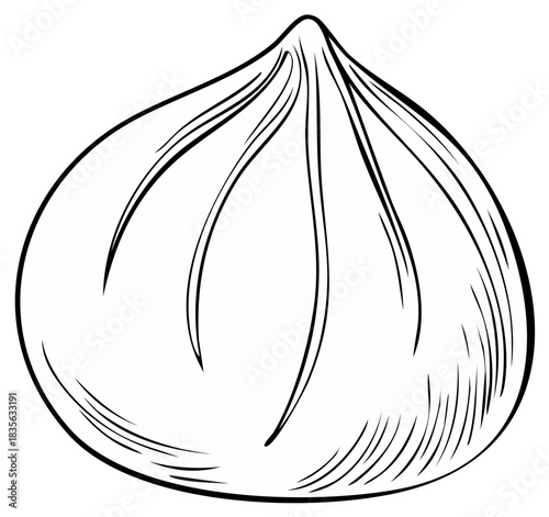 Chinese Dumpling Illustration Simple Line Art Style Traditional Asian Food