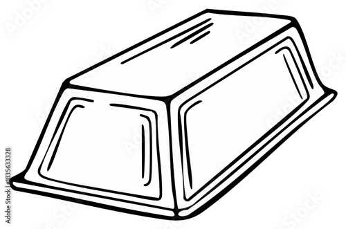 Vector Illustration of a Bullion Bar Outline, Treasure Concept Drawing, Valuable Bar, Investment Icon