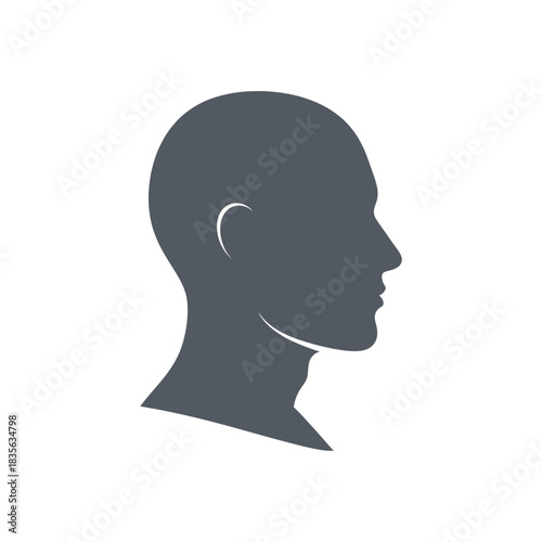 Silhouette of a Bald Mans Head in Profile, Minimalist Design.