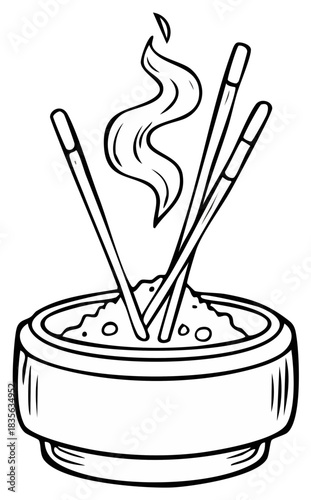 black and white incense sticks burning clip art preview