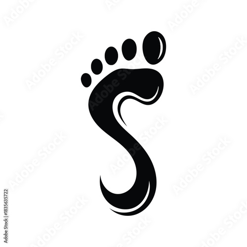 A simple black silhouette of a human foot clearly defined and isolated