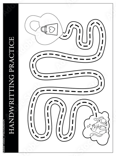 Tableau sur toile Handwritting Practice Valentine Coloring and Activities Workbook Pages