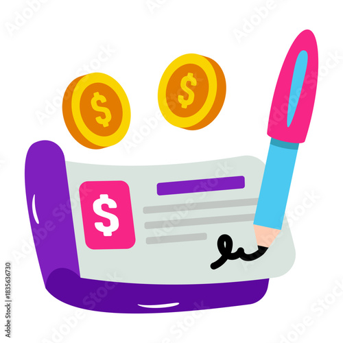 Vector design of cheque writing