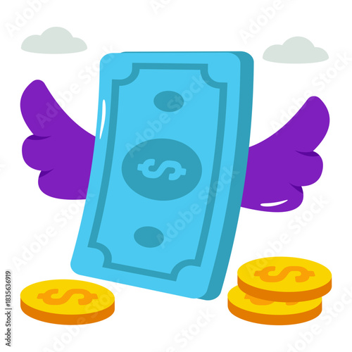A premium download icon of flying money