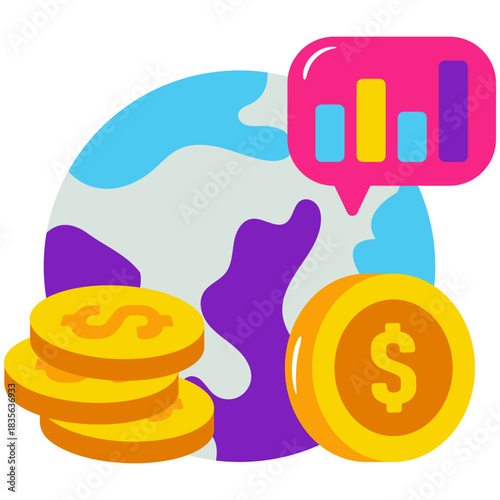 An editable design icon of global money