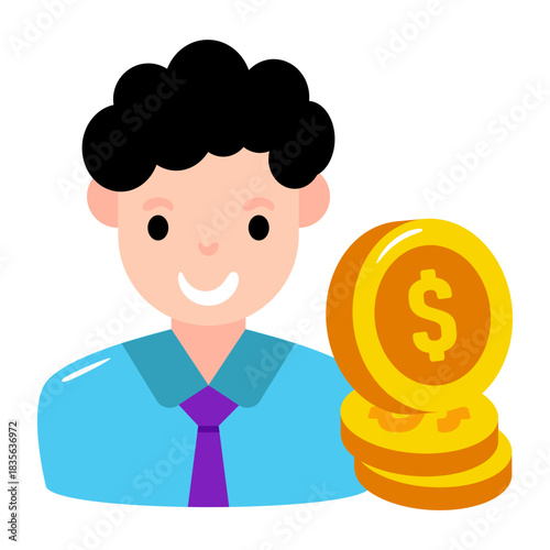 Dollar with human showcasing investor icon 