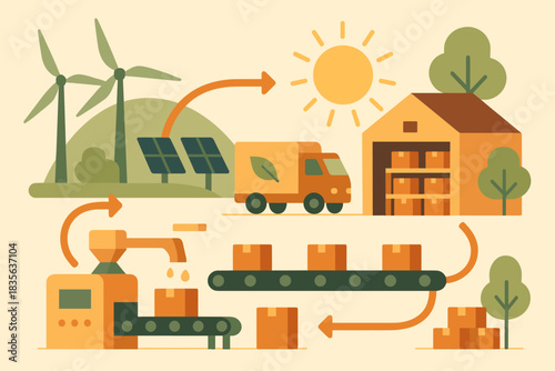 Vector bubbles minimal geometry industrial chain no eco warm icon numbers harmony