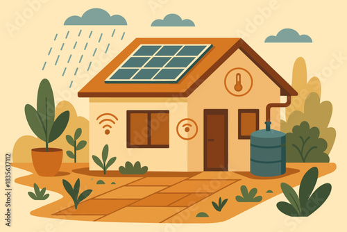 Plants any warm system icon vector smart letters rainwater eco style homes