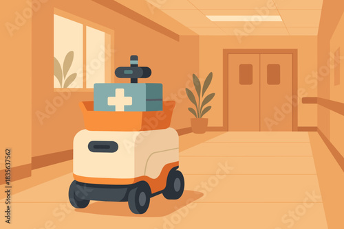 Icon hallway medicine flat delivery no vector autonomous punctuation speech style modern