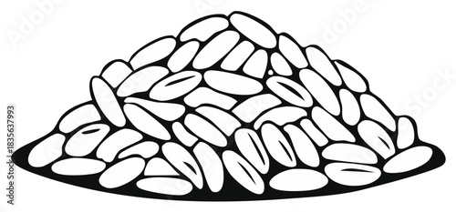 Pile of white beans illustration isolated on white background