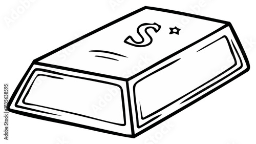 Stylized illustration of a single metallic ingot or bar with a stamped letter S and star