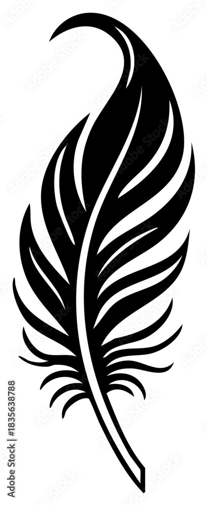 Obraz premium Stylized black feather graphic, an elegant decorative element for design projects
