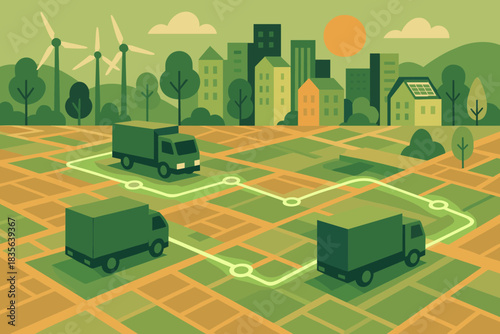 Green vector marks numbers no icon text style smart logistics city speech