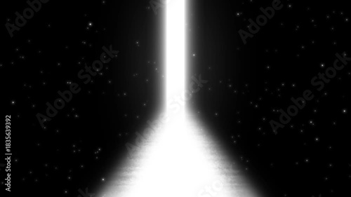 Mysterious Glowing Doorway of Light in Dark Void with Floating Particles - Cinematic Heaven Portal