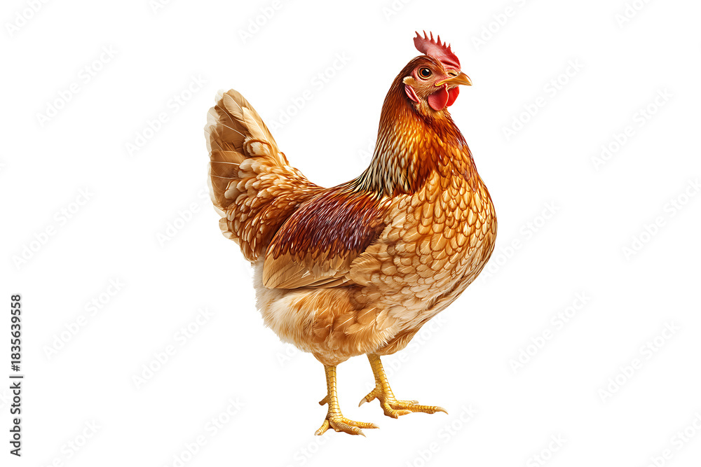 Fototapeta premium Brown Farm Chicken Standing Isolated on a Transparent Background
