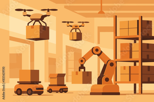 Warehouse vector text no smart captions chinese autonomous automation bubbles icon modern