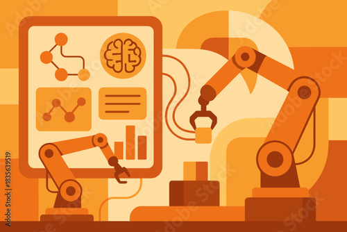 Interface machine controlling bubbles captions speech no digital vector automation icon chinese