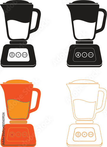 Blender icon vector ,A collection of blender silhouette designs, each featuring unique shapes