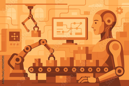 Vector factory cohesive clean no full futuristic icon balance illustration smart labels