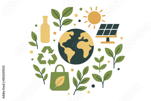 Icon design vector no eco circular warm solar marks any minimal panels