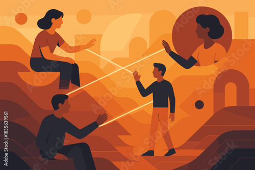 Punctuation vector digital numbers landscape labels full text abstract icon connection style