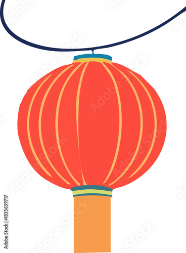 A simple illustration shows a red Chinese lantern hanging from a dark curved string.