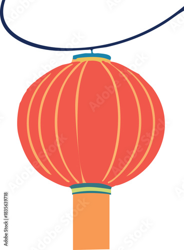 A simple illustration shows a red Chinese lantern hanging from a dark curved string.