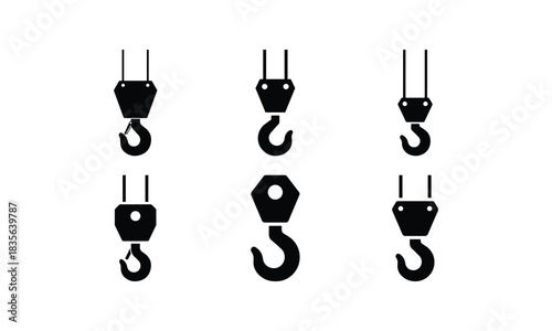 Crane Hook Industrial Silhouette Set