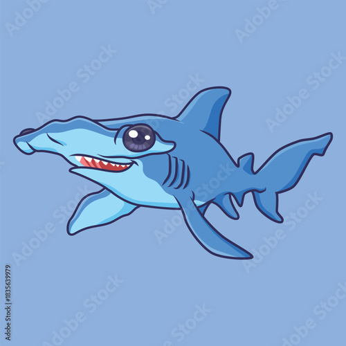 Cute shark animal cartoon character vector Illustration