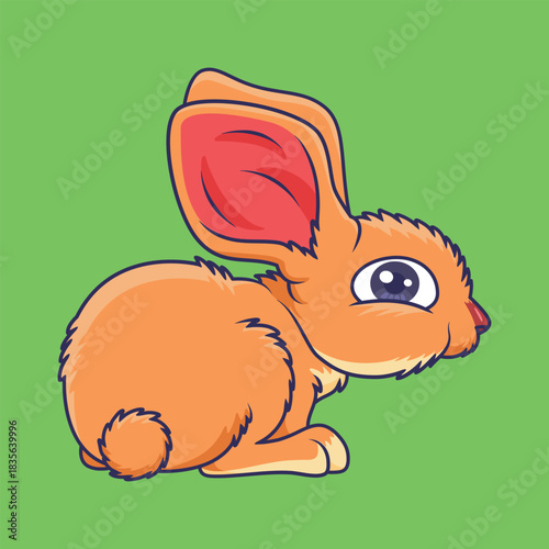 Cute animal brown rabbit cartoon character vector Illustration