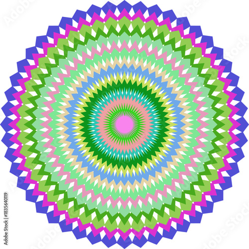 Vibrant Geometric Mandala Design in Pastel and Bold Colors for Creative Projects and Backgrounds