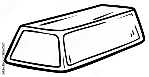 Simple Line Art Drawing of a Shiny Gold Bar or Metal Ingot Icon Illustration