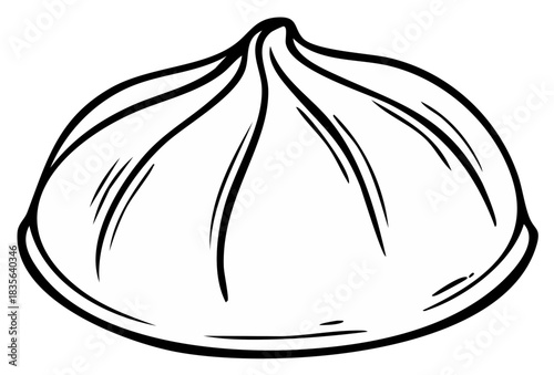 Bold black and white outline illustration of a single chestnut nut