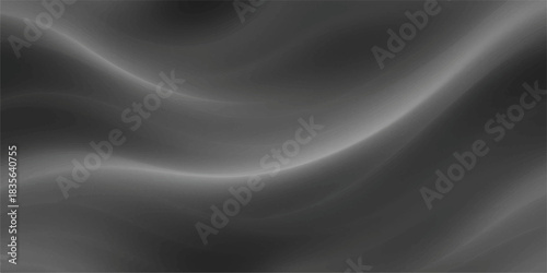 Black satin fabric texture background with soft, flowing wave design and luxurious light for backdrop illustration