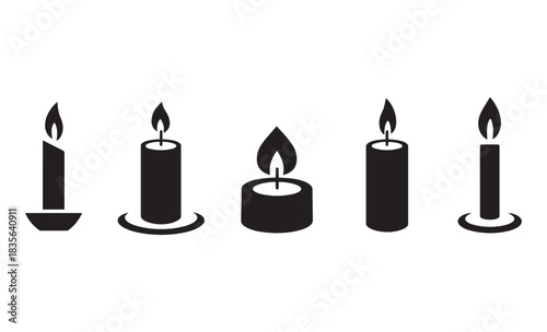 Five Black Candle Silhouettes 8678