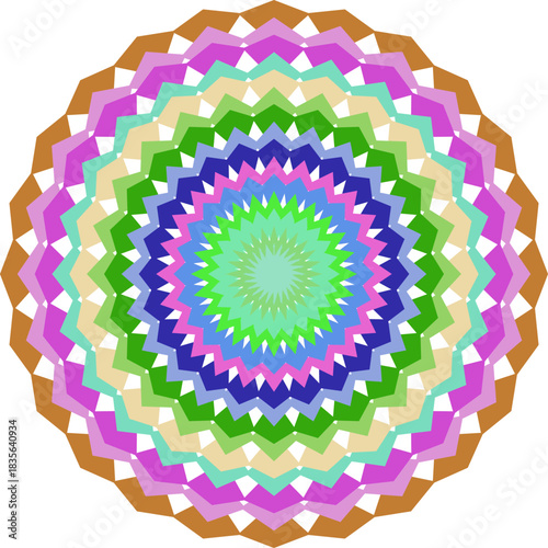 Vibrant Mandala Design with Geometric Shapes and Multicolored Patterns Creating a Sense of Harmony and Balance
