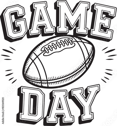 Game day football lettering coloring page