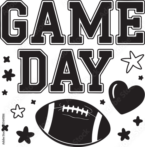 Game day football lettering coloring page