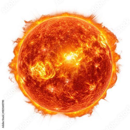 Stunning solar flare sun against a black backdrop