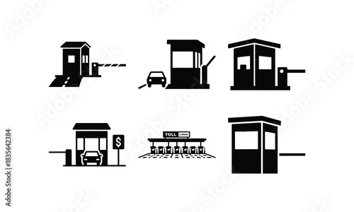 Toll Booth Gate Silhouette Set