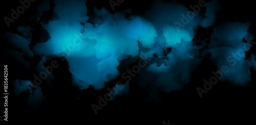 Glowing Blue Cloud-Like Smoke on Black Background