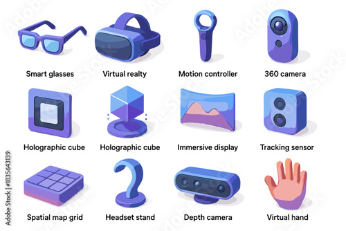 Spatial virtual controller immersive display glasses futuristic smart icon map vr ar