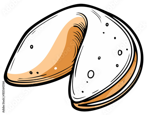 Classic Fortune Cookie Illustration Representing Luck, Future, and Asian Dessert Traditions