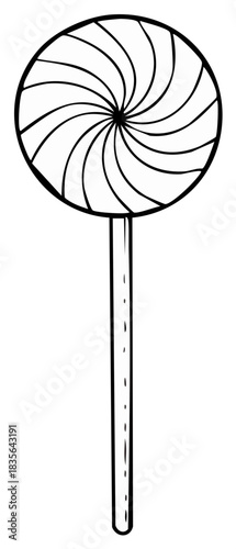 Black and White Swirl Lollipop on Stick Simple Doodle