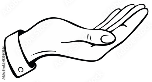 Hand reaching out, offering, accepting or gesturing. Vector illustration