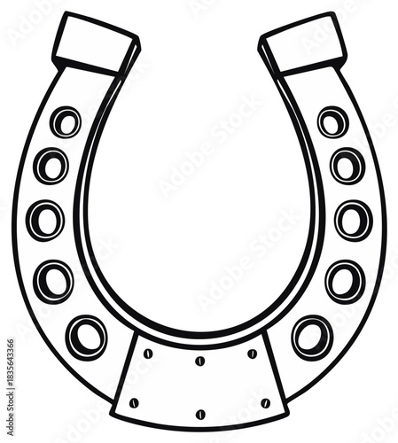 Classic horseshoe outline with circular details and bottom plate