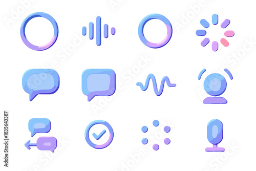 Animated vector pulse icons voice assistant symbol flow command listening circle icon