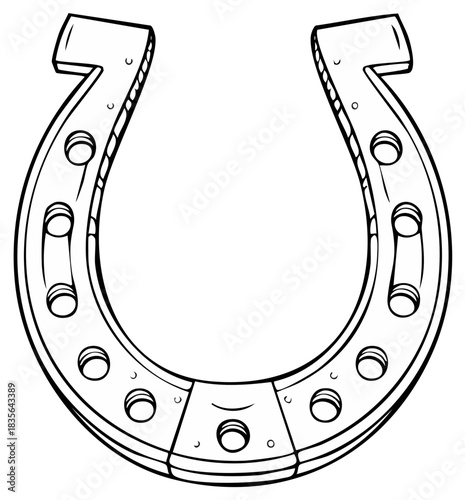 Classic Lucky Horseshoe Symbol Outline Vector Illustration Good Fortune Icon