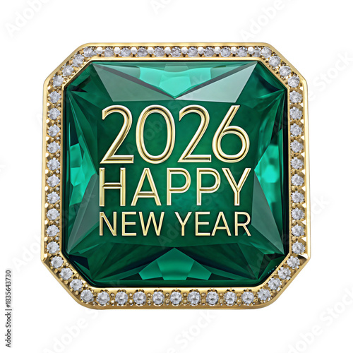 Elegant 2026 Happy New Year emerald jewel design