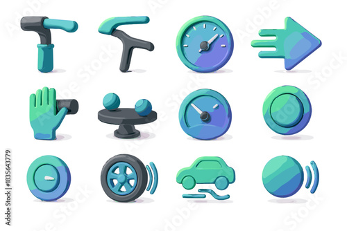 Tilt sensor vector throttle mode modern speedometer icon riding selector rotation scooter